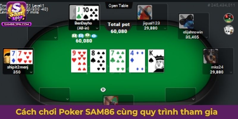 Cách chơi Poker SAM86 cùng quy trình tham gia cổng game