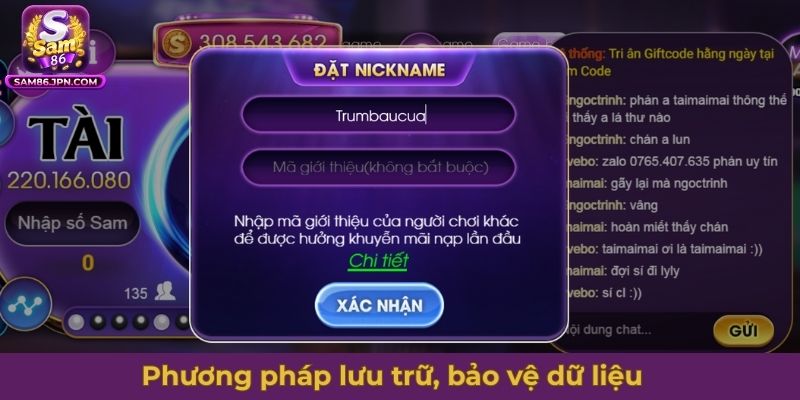 Phương pháp lưu trữ, bảo vệ dữ liệu sau khi thành viên đăng ký SAM86