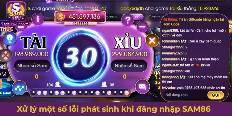 Xử lý một số lỗi phát sinh khi đăng nhập SAM86