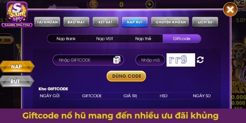 Giftcode nổ hũ mang đến nhiều ưu đãi khủng cho người chơi