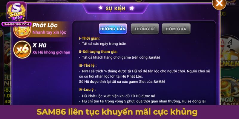 SAM86 liên tục khuyến mãi cực khủng cho người tham gia
